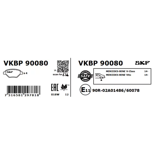 Sada brzdových platničiek kotúčovej brzdy VKBP 90080 /SKF/ - obr. 6