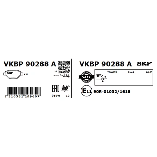 Sada brzdových platničiek kotúčovej brzdy VKBP 90288 A /SKF/ - obr. 2