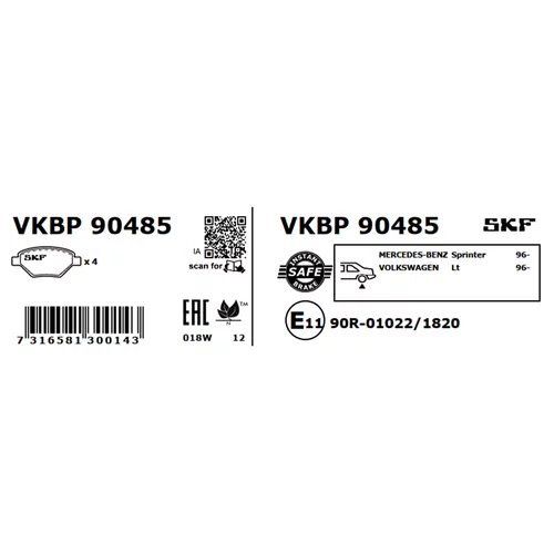 Sada brzdových platničiek kotúčovej brzdy VKBP 90485 /SKF/ - obr. 2