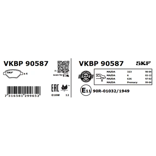 Sada brzdových platničiek kotúčovej brzdy VKBP 90587 /SKF/ - obr. 2
