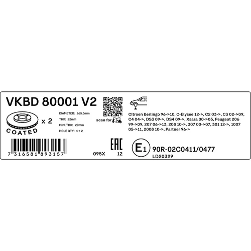 Brzdový kotúč VKBD 80001 V2 /SKF/ - obr. 2