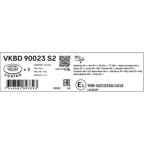 Brzdový kotúč VKBD 90023 S2 /SKF/ - obr. 2