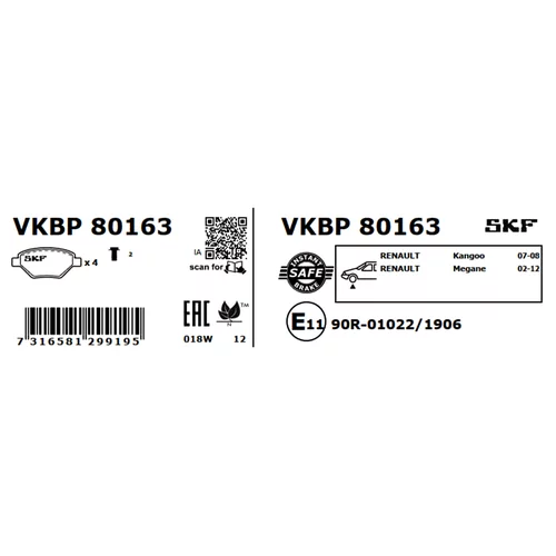 Sada brzdových platničiek kotúčovej brzdy VKBP 80163 /SKF/ - obr. 2