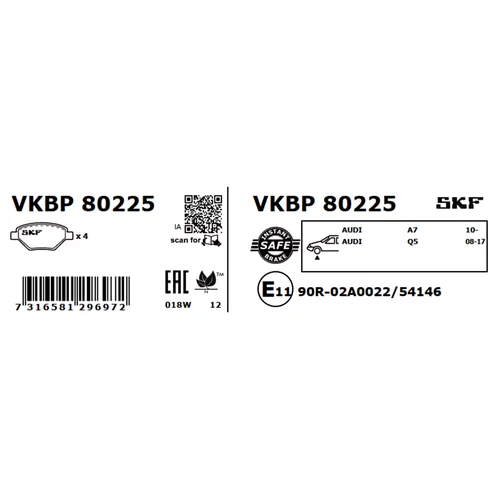 Sada brzdových platničiek kotúčovej brzdy VKBP 80225 /SKF/ - obr. 2