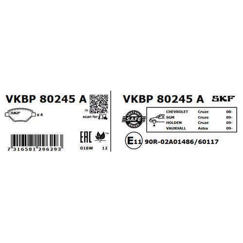 Sada brzdových platničiek kotúčovej brzdy VKBP 80245 A /SKF/ - obr. 2