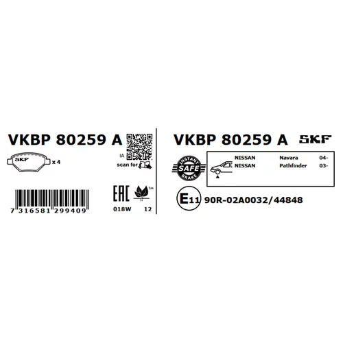 Sada brzdových platničiek kotúčovej brzdy VKBP 80259 A /SKF/ - obr. 2