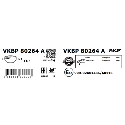 Sada brzdových platničiek kotúčovej brzdy VKBP 80264 A /SKF/ - obr. 2