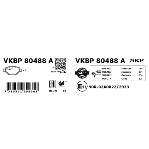 Sada brzdových platničiek kotúčovej brzdy VKBP 80488 A /SKF/ - obr. 2