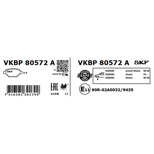 Sada brzdových platničiek kotúčovej brzdy VKBP 80572 A /SKF/ - obr. 2