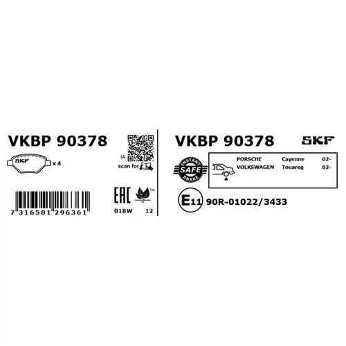 Sada brzdových platničiek kotúčovej brzdy VKBP 90378 /SKF/ - obr. 2