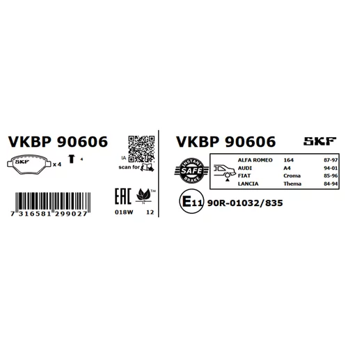 Sada brzdových platničiek kotúčovej brzdy VKBP 90606 /SKF/ - obr. 2