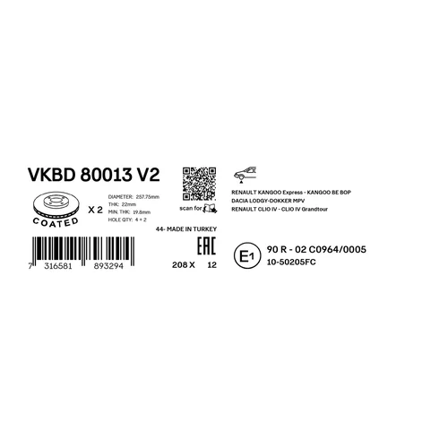 Brzdový kotúč VKBD 80013 V2 /SKF/ - obr. 2