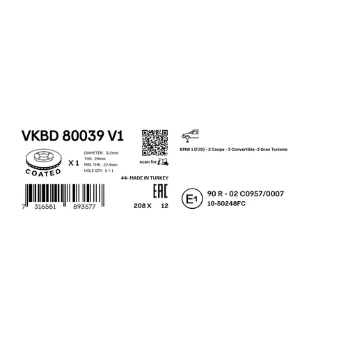 Brzdový kotúč VKBD 80039 V1 /SKF/ - obr. 2