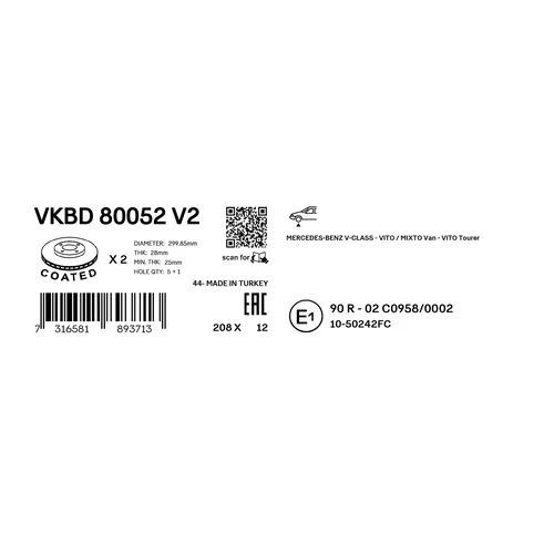 Brzdový kotúč VKBD 80052 V2 /SKF/ - obr. 2