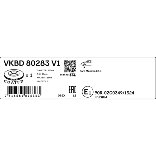 Brzdový kotúč VKBD 80283 V1 /SKF/ - obr. 2