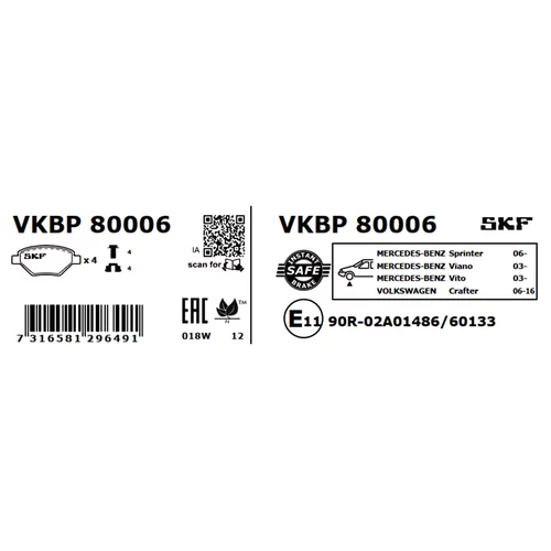 Sada brzdových platničiek kotúčovej brzdy VKBP 80006 /SKF/ - obr. 3