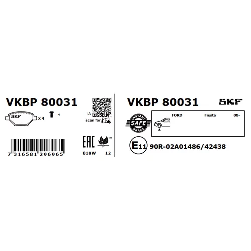 Sada brzdových platničiek kotúčovej brzdy VKBP 80031 /SKF/ - obr. 7