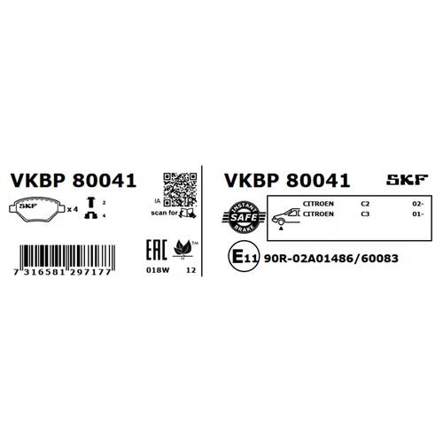 Sada brzdových platničiek kotúčovej brzdy VKBP 80041 /SKF/ - obr. 3