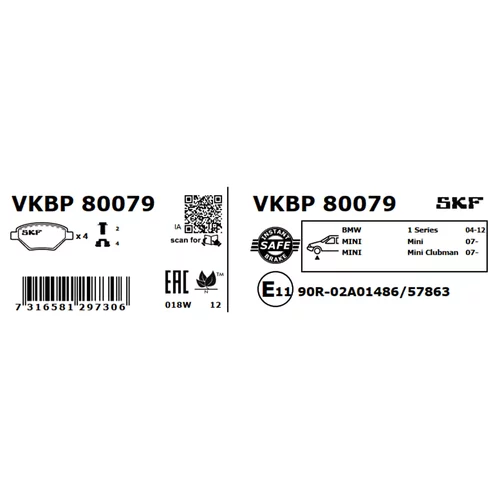 Sada brzdových platničiek kotúčovej brzdy VKBP 80079 /SKF/ - obr. 2