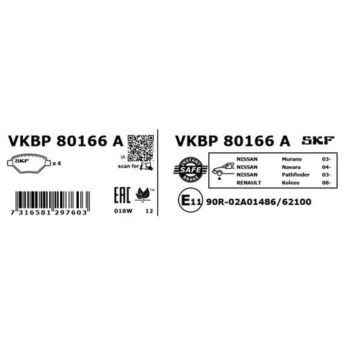 Sada brzdových platničiek kotúčovej brzdy VKBP 80166 A /SKF/ - obr. 2