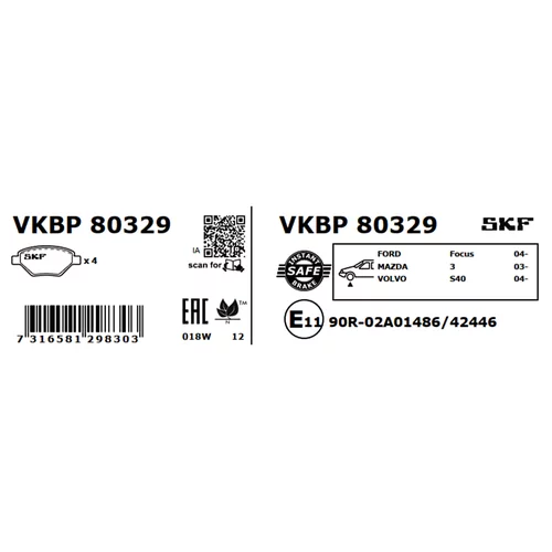 Sada brzdových platničiek kotúčovej brzdy VKBP 80329 /SKF/ - obr. 2