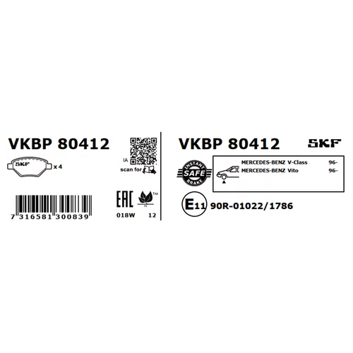 Sada brzdových platničiek kotúčovej brzdy VKBP 80412 /SKF/ - obr. 2