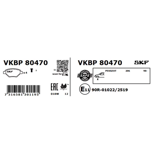 Sada brzdových platničiek kotúčovej brzdy VKBP 80470 /SKF/ - obr. 2