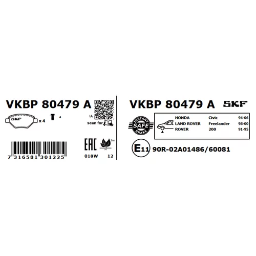 Sada brzdových platničiek kotúčovej brzdy VKBP 80479 A /SKF/ - obr. 2