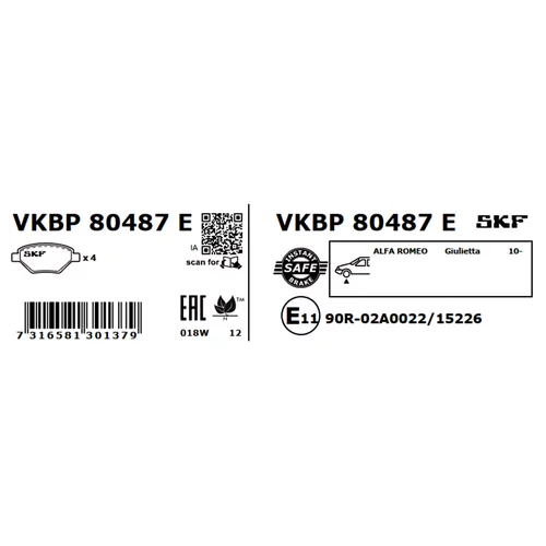 Sada brzdových platničiek kotúčovej brzdy VKBP 80487 E /SKF/ - obr. 2