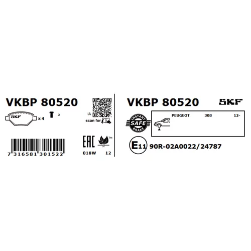 Sada brzdových platničiek kotúčovej brzdy VKBP 80520 /SKF/ - obr. 2