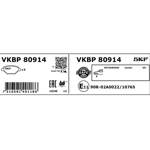 Sada brzdových platničiek kotúčovej brzdy VKBP 80914 /SKF/ - obr. 2