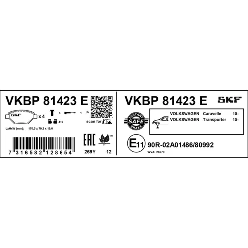 Sada brzdových platničiek kotúčovej brzdy VKBP 81423 E /SKF/ - obr. 2