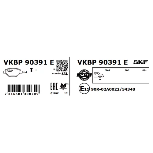 Sada brzdových platničiek kotúčovej brzdy VKBP 90391 E /SKF/ - obr. 2