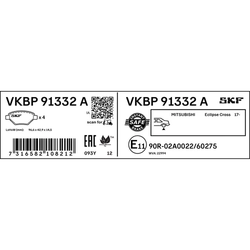 Sada brzdových platničiek kotúčovej brzdy VKBP 91332 A /SKF/ - obr. 2