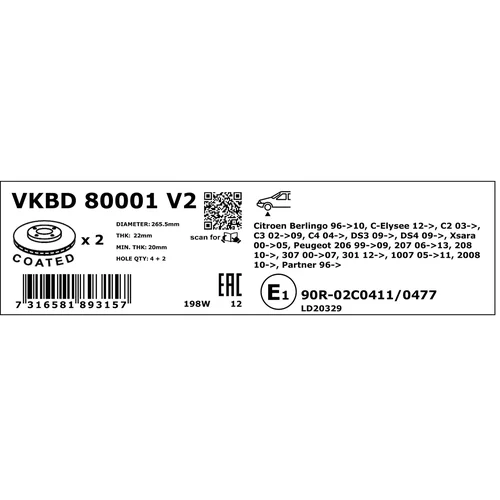 Brzdový kotúč VKBD 80001 V2 /SKF/ - obr. 3