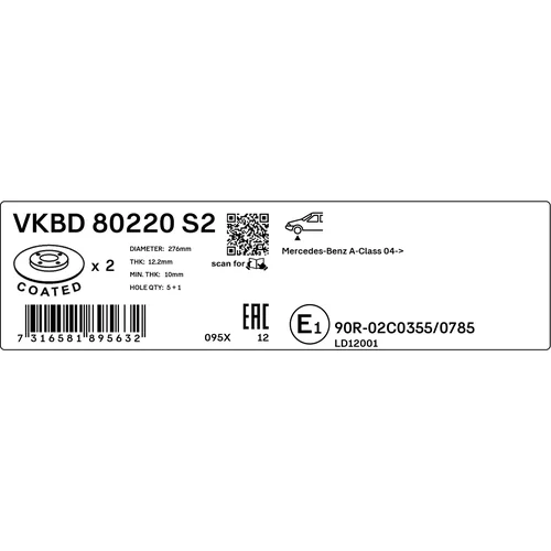 Brzdový kotúč VKBD 80220 S2 /SKF/ - obr. 2
