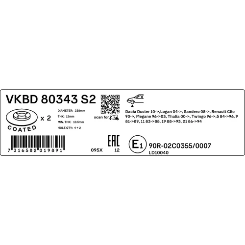 Brzdový kotúč VKBD 80343 S2 /SKF/ - obr. 2