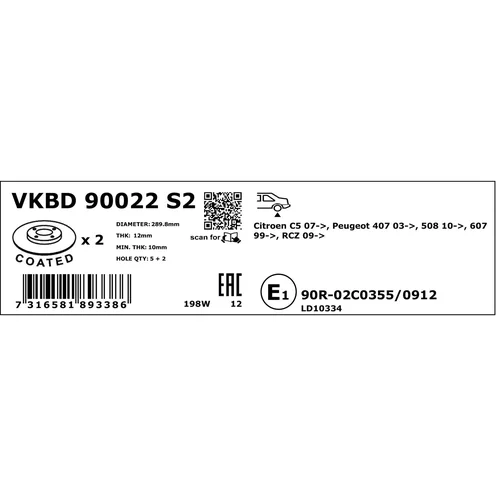 Brzdový kotúč VKBD 90022 S2 /SKF/ - obr. 3