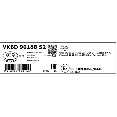 Brzdový kotúč VKBD 90188 S2 /SKF/ - obr. 3