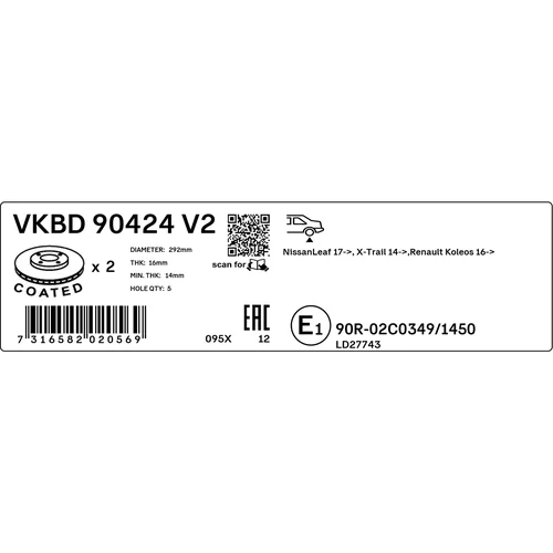 Brzdový kotúč VKBD 90424 V2 /SKF/ - obr. 2