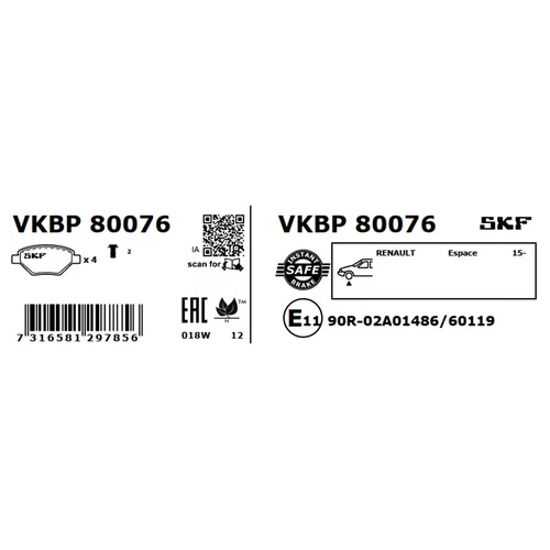 Sada brzdových platničiek kotúčovej brzdy VKBP 80076 /SKF/ - obr. 2
