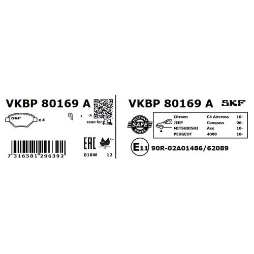 Sada brzdových platničiek kotúčovej brzdy VKBP 80169 A /SKF/ - obr. 2