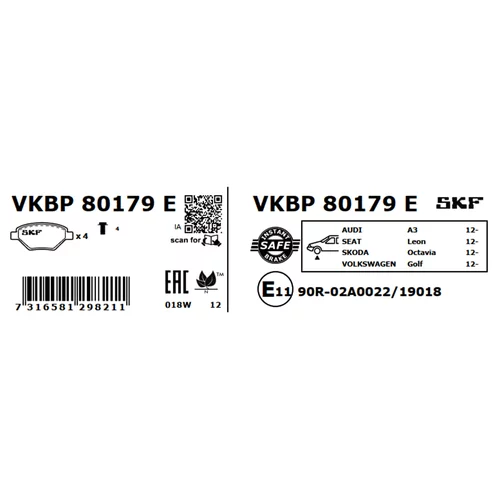 Sada brzdových platničiek kotúčovej brzdy VKBP 80179 E /SKF/ - obr. 2