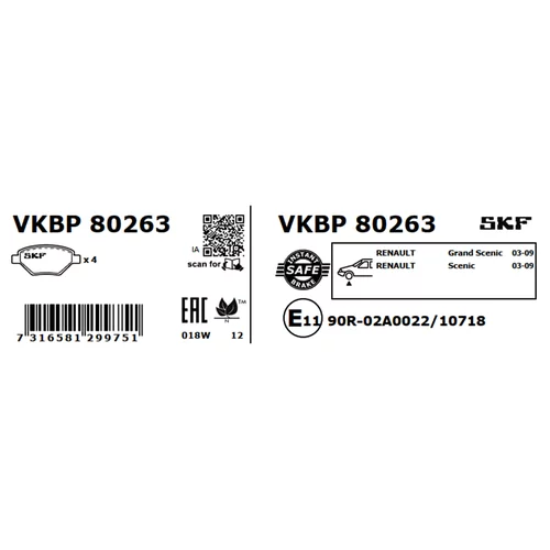 Sada brzdových platničiek kotúčovej brzdy VKBP 80263 /SKF/ - obr. 2