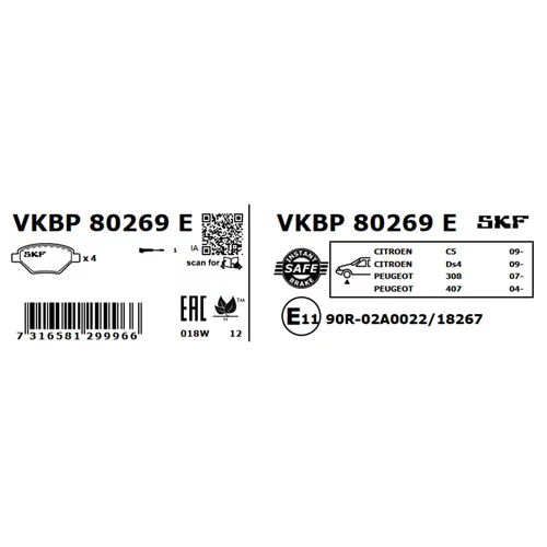 Sada brzdových platničiek kotúčovej brzdy VKBP 80269 E /SKF/ - obr. 2