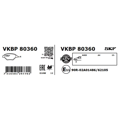 Sada brzdových platničiek kotúčovej brzdy VKBP 80360 /SKF/ - obr. 6