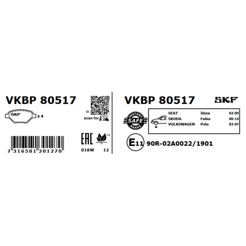 Sada brzdových platničiek kotúčovej brzdy VKBP 80517 /SKF/ - obr. 2