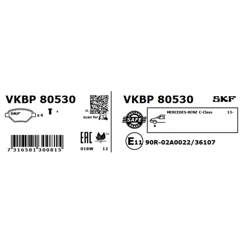 Sada brzdových platničiek kotúčovej brzdy VKBP 80530 /SKF/ - obr. 2