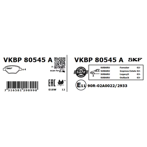 Sada brzdových platničiek kotúčovej brzdy VKBP 80545 A /SKF/ - obr. 2