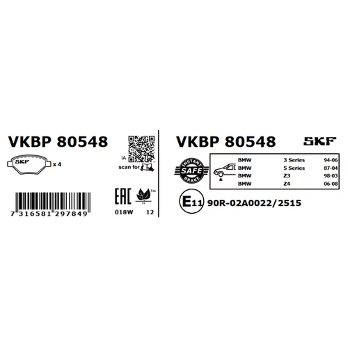 Sada brzdových platničiek kotúčovej brzdy VKBP 80548 /SKF/ - obr. 2